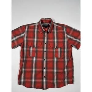 Filson Plaid Short Sleeve Button Shirt Mens M Red Cotton Outdoor